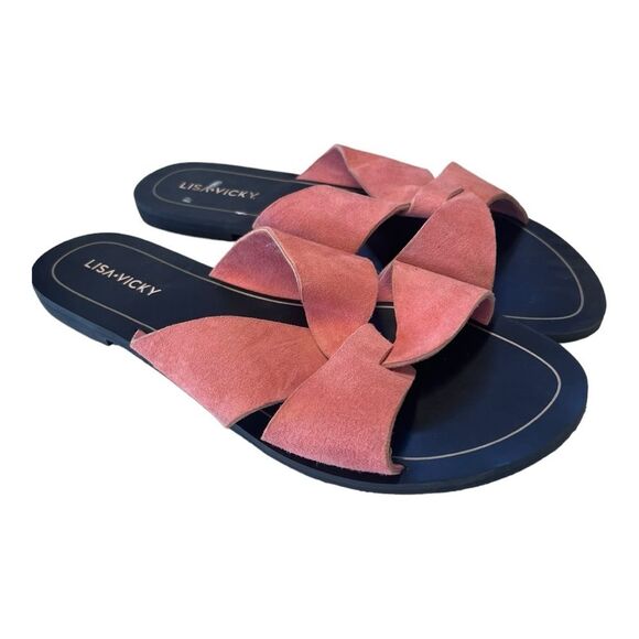 NWOB Lisa Vicky | Coral Pink Interlocking Sandals Slides 7 - Picture 1 of 6